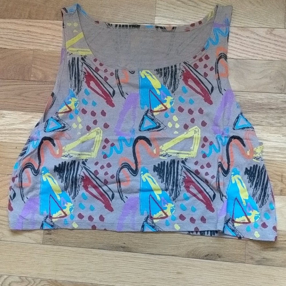 80's print crop top tank